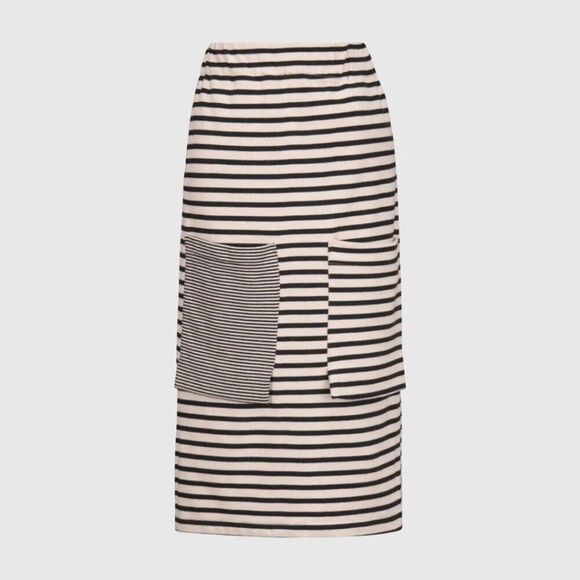 Alembika Urban French Terry Skirt Striped Artsy Lagenlook - Picture 1 of 8